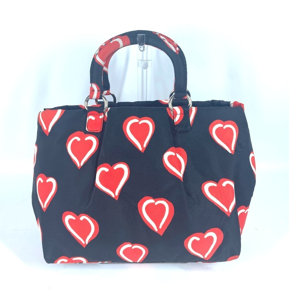 Prada Logo Heart Handbag Nylon Black - Picture 2 of 15